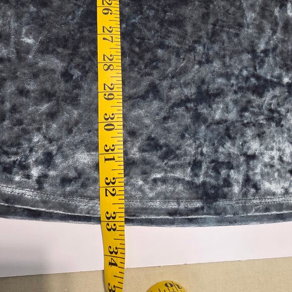 Kinchi Blue 90s Velvet Dress Women Medium Blue Crushed Long Sleeve Mock Neck - Picture 10 of 10